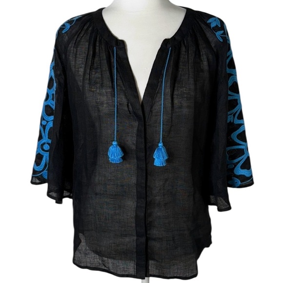 ELEVEN‎ by March 11 Embroidered Linen Blouse Size Small - Picture 1 of 10